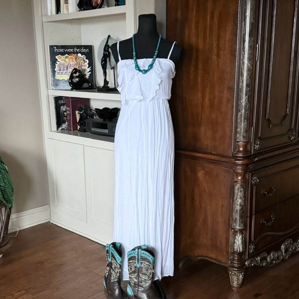 IZ Beyer‎ Bohemian White Ruffle Maxi Dress